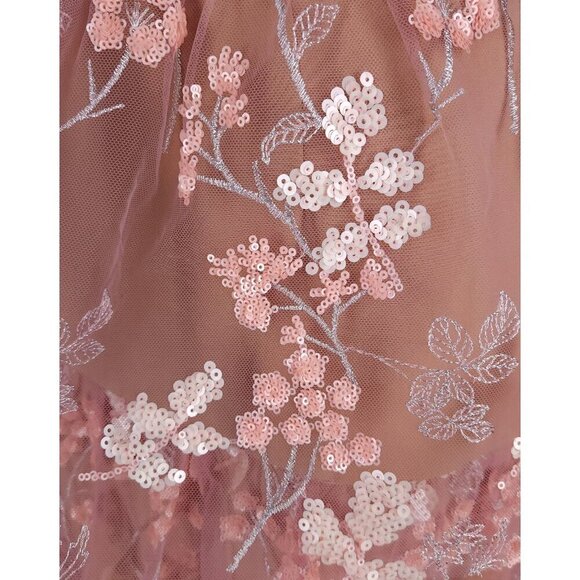 Self-Portrait Lace And Sequin Floral Midi Dress Size US 4 Pink $550 - Picture 7 of 16